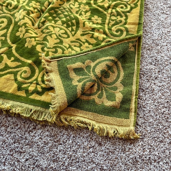 Vintage Robes of California Large Terry Cloth Caftan Green & Gold Fieldcrest EUC - Picture 10 of 14